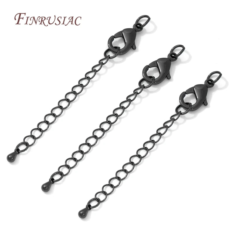 Black Brass Extension Chains with Lobster Clasps | Jewelry Making Jewelry Findings P3