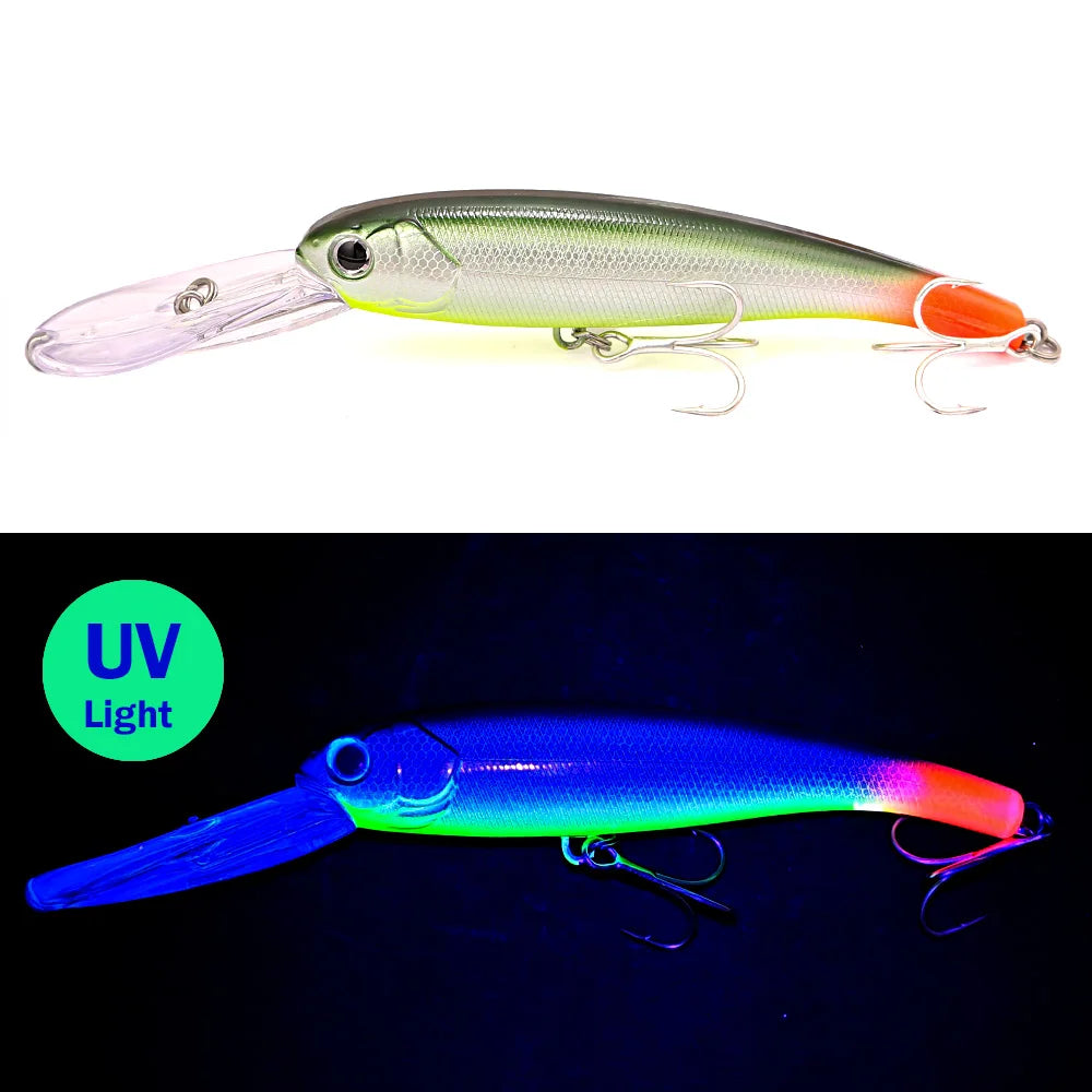 B&U Deep Diver Long Bill Minnow Lure – Pike Zander Perch Deep Diver Fishing Lure P3 green red 1pc-11.5cm-29.2g