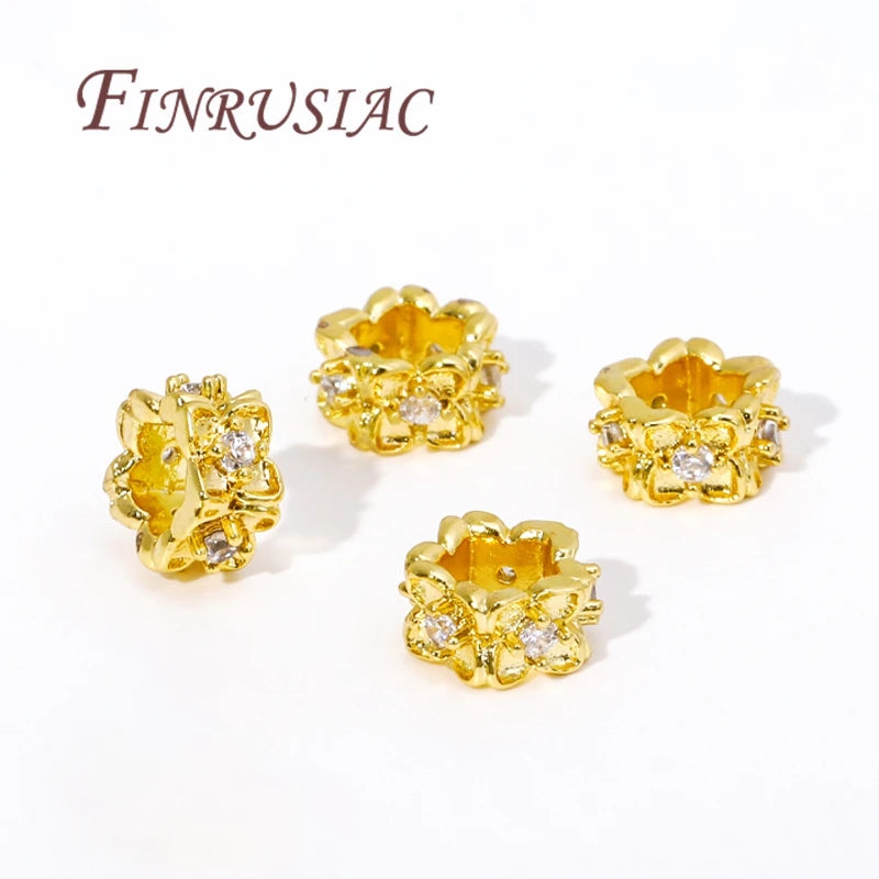 18K Gold Plated Brass Zircon Bead Separators – DIY Jewelry Jewelry Making Beads P3