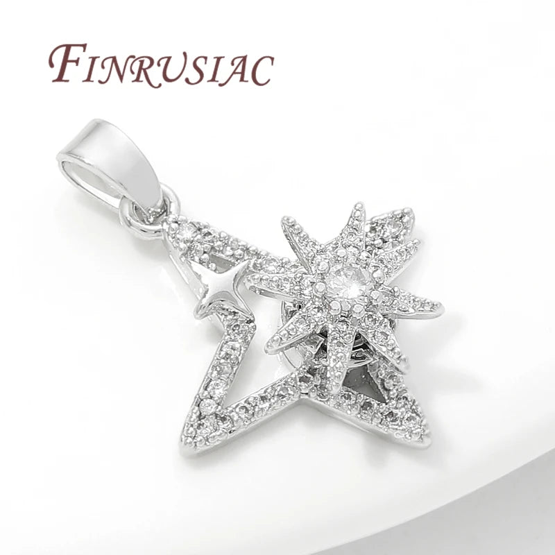 18K Gold Plated Crystal Zircon Star Flower Charms | DIY Jewelry Jewelry Pendant Charms P3
