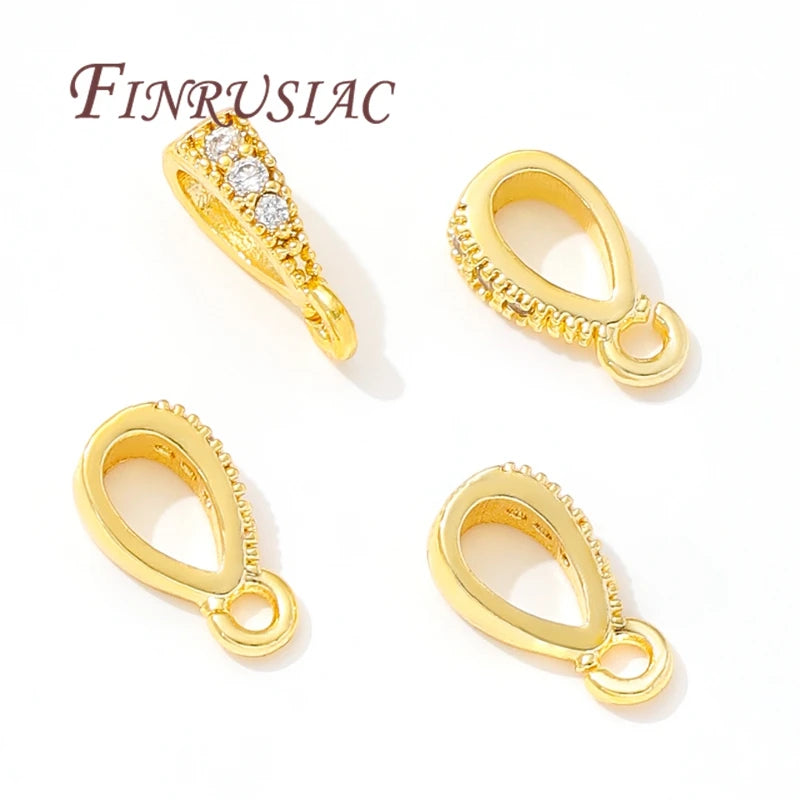 14K Gold Plated Brass Pendant Bails Open Ring DIY Jewelry Findings Jewelry Findings P3