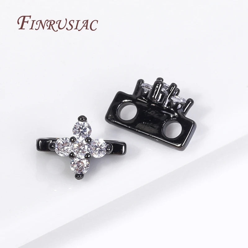 18K Gold Plated Zircon Flower Spacer Bars 2/3 Hole | DIY Jewelry Jewelry Spacer Bars P3
