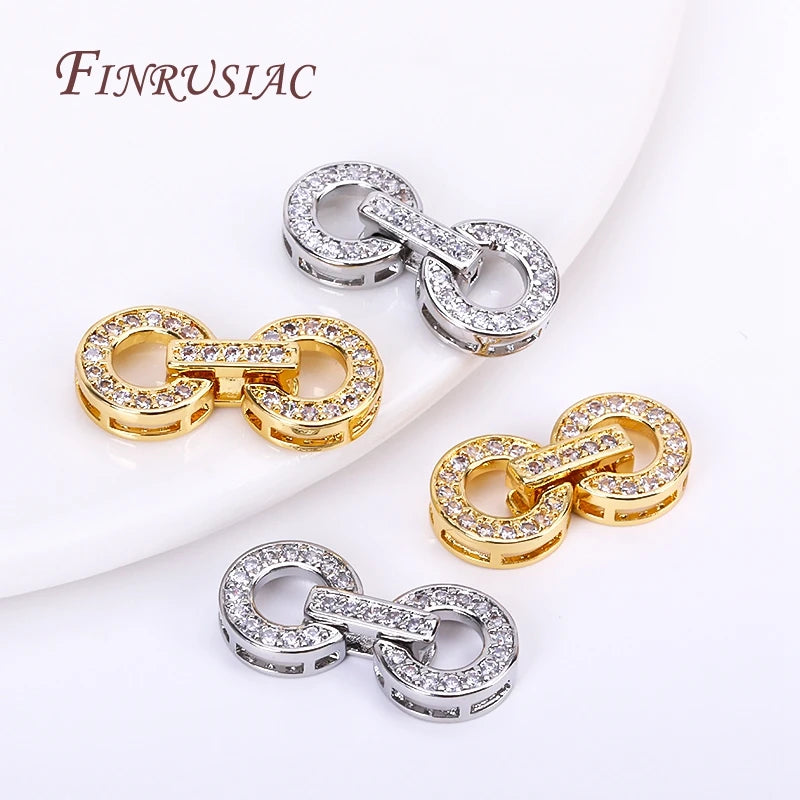 18K Gold Plated Zircon Round Clasp 11x24mm – DIY Jewelry Jewelry Clasp Finding P3