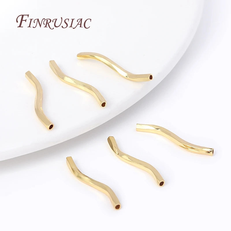18K Gold Plated Wavy Tube Spacer Beads 1.8x20mm – DIY Jewelry Jewelry Spacer Beads P3