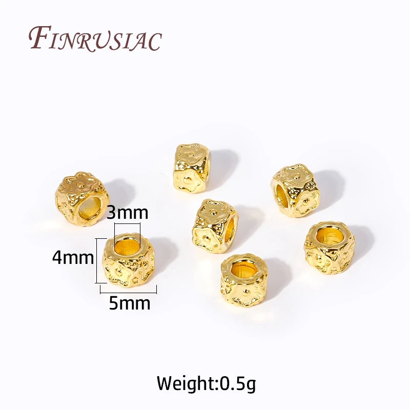 18K Gold Plated Barrel Spacer Beads – Plum Pattern Large Hole Jewelry Spacer Beads P3 18K Gold Plated-5MM 20 pcs