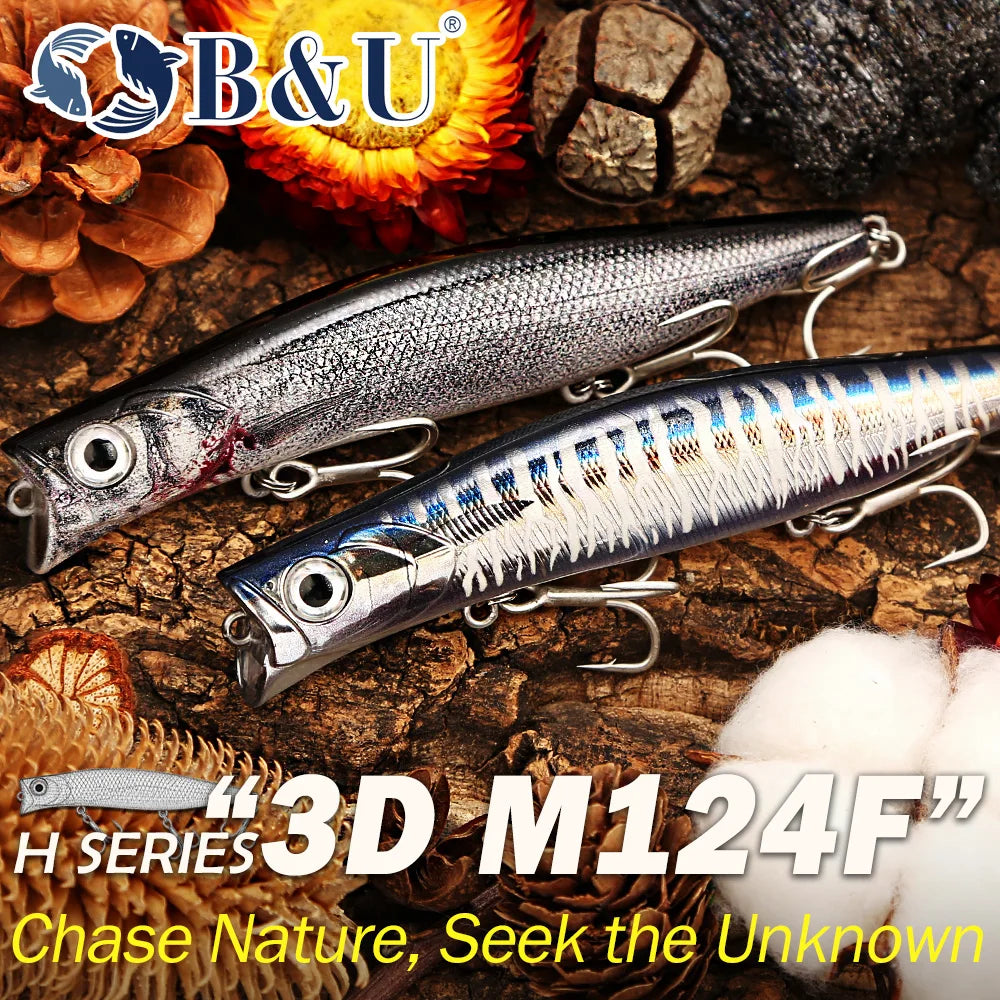B&U Saltwater Floating Minnow Lures – 3pc Long Cast Hard Bait Saltwater Fishing Lure P3