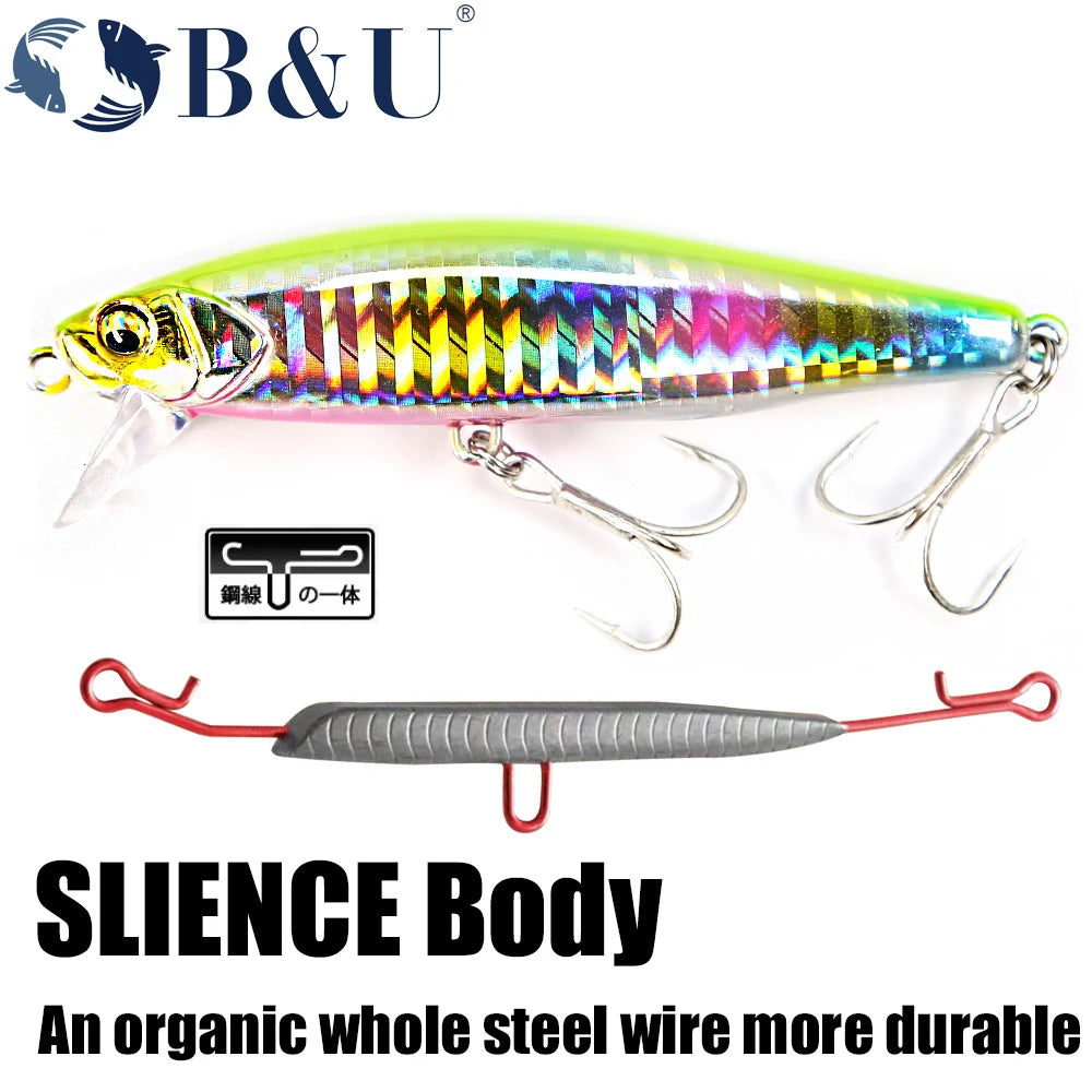 B&U 82S 27g Sinking Minnow Saltwater Hard Lure | Long Cast Saltwater Fishing Lure P3