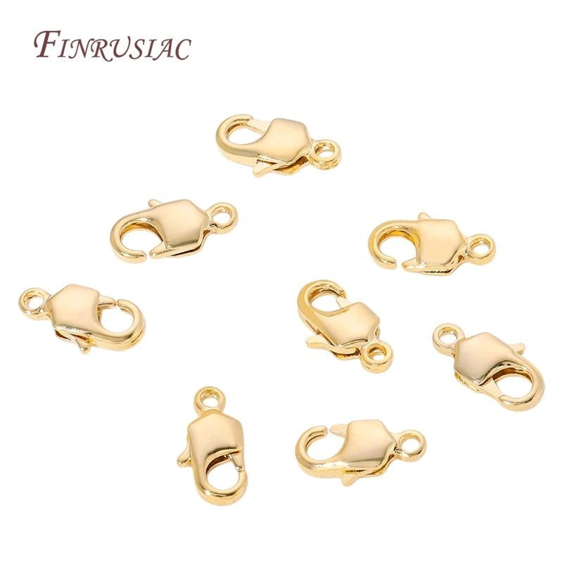 18K Gold Plated Lobster Clasps 10mm 12mm – DIY Jewelry 5/10Pcs Jewelry Clasp Findings P3