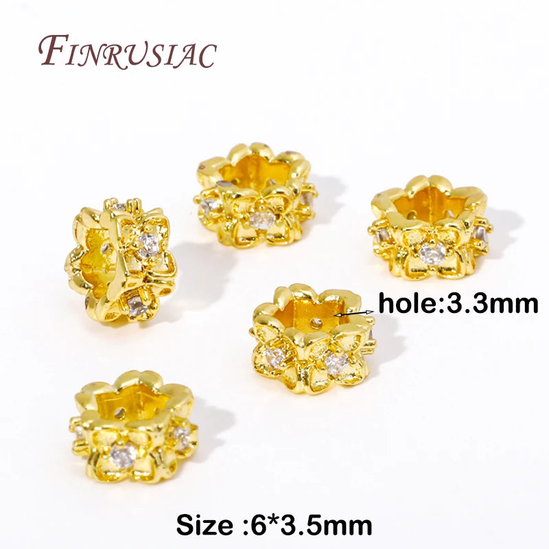 18K Gold Plated Brass Zircon Bead Separators – DIY Jewelry Jewelry Making Beads P3 18K Real Gold Plated 5 Pieces