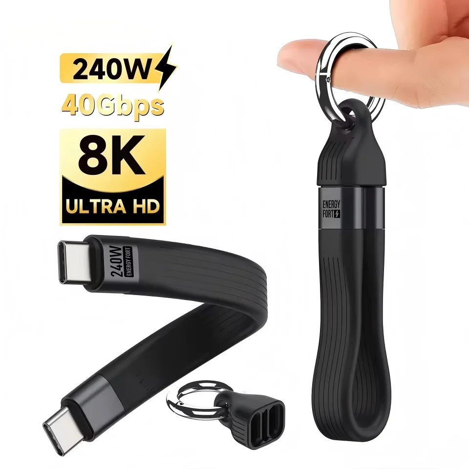 USB4 240W 40Gbps USB-C Keychain Cable – 8K Fast Charge USB-C Keychain Cable P3