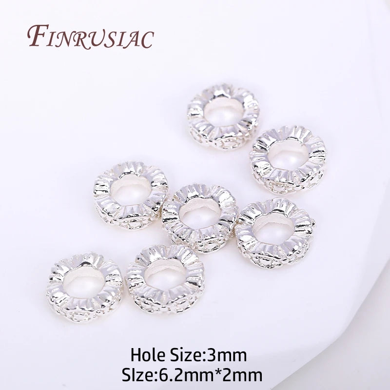 18K Gold Plated Brass Lace Spacer Beads 6.2x2mm | DIY Jewelry Jewelry Making Beads P3 Silver Plated 30 pcs