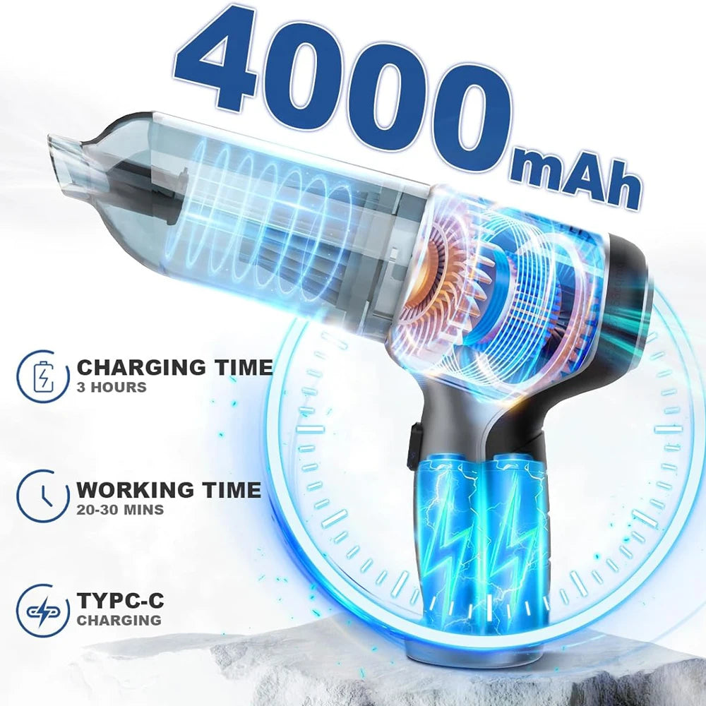 Raugee Cordless Handheld Car Vacuum – Strong Suction, 6+ Nozzles Handheld Vacuum Cleaner P3