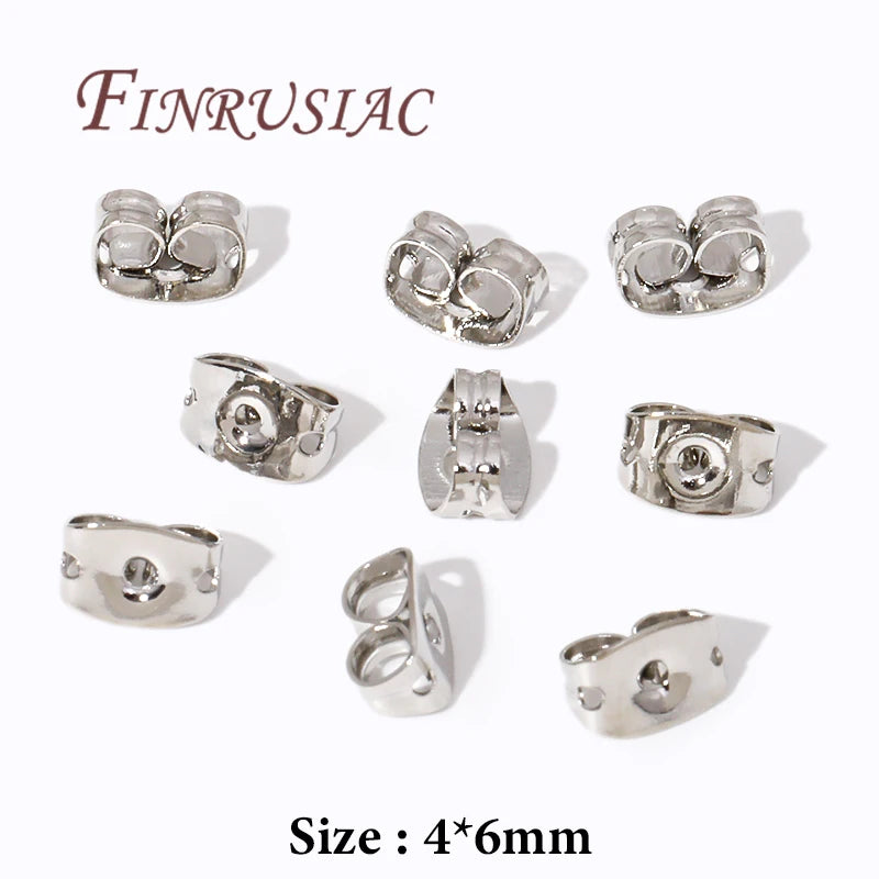 50-Pack 14K Gold Plated Earring Backs – Stud Locking Stoppers Earring Backs Findings P3 Rhodium Plated 100pcs