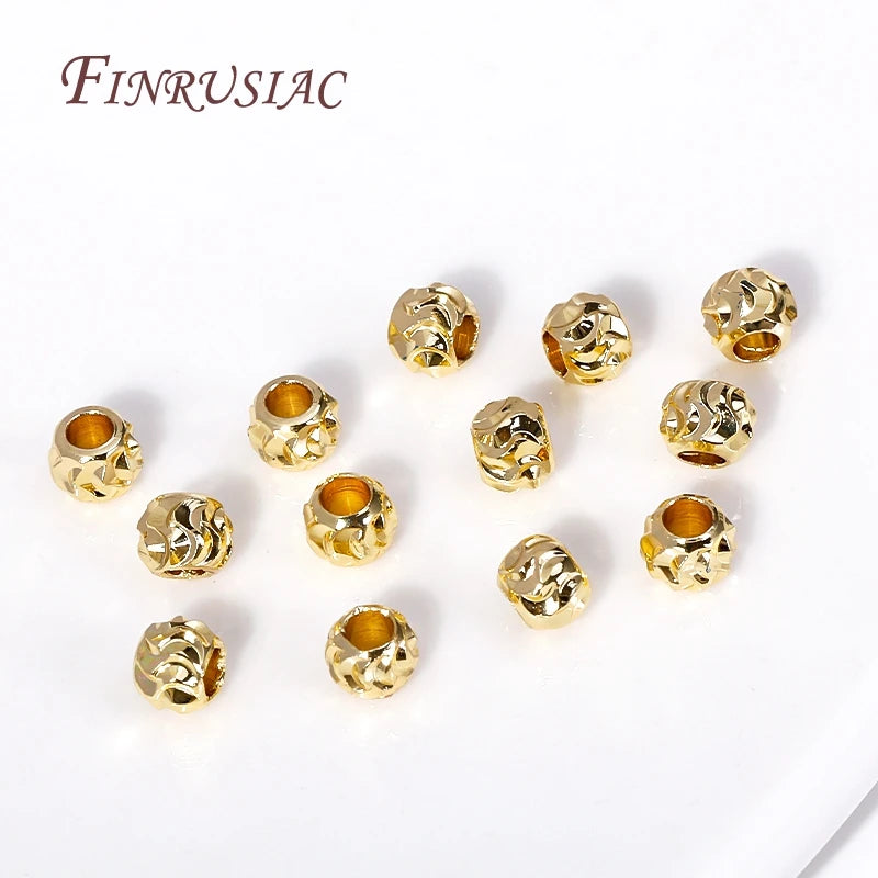 4mm 18K Gold Plated Corrugated Brass Spacer Beads for DIY Jewelry Jewelry Spacer Beads P3