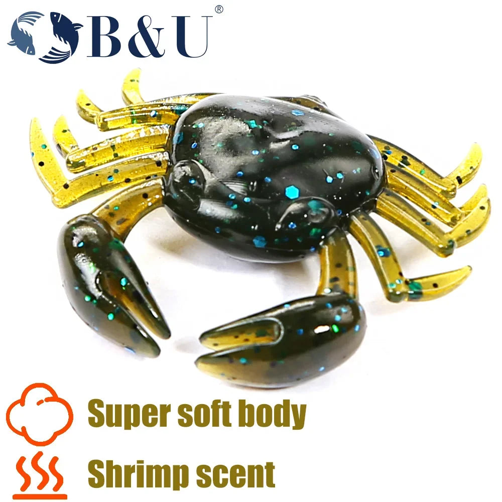 B&U 12pc 3D Soft Crab Lure Set – Bass Wrasse Cod Fishing Soft Fishing Lure P3