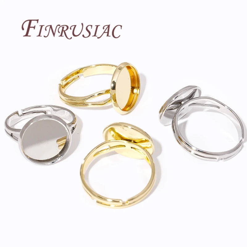 14K Gold Plated Adjustable Blank Ring Settings | DIY Jewelry Ring Blank Settings P3