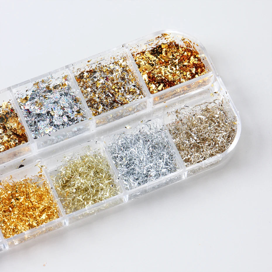 12-Color Holographic Nail Foil Flakes – Glitter Nail Art Kit Nail Art Decoration P3
