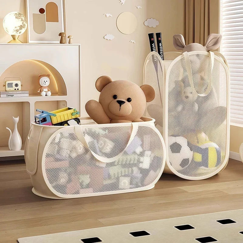 Foldable Mesh Storage Basket – Large Toy & Laundry Hamper Foldable Storage Basket P3