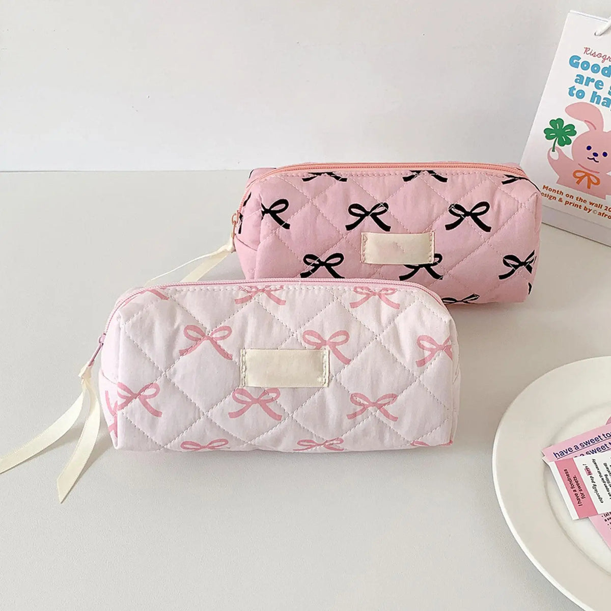 Bow-Knot Pencil Pouch – Large Capacity Girls Stationery Bag