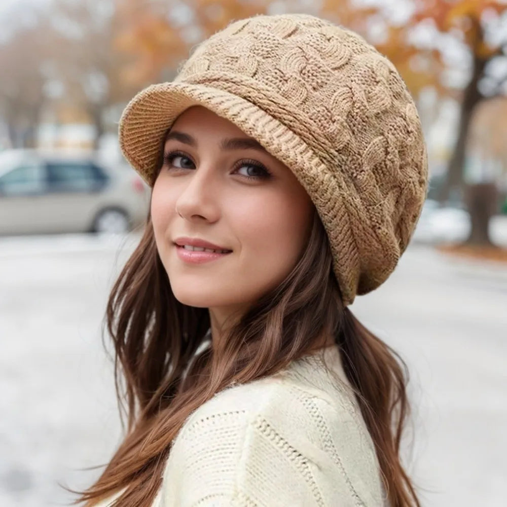 Women's Thickened Winter Knit Beret – Windproof Warm Ski Cap Winter Knit Beret P3