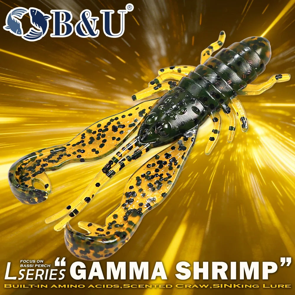 B&U Soft Craw Shrimp Lures – Amino Acid Scented Bass Bait 6pk Soft Plastic Lure P3