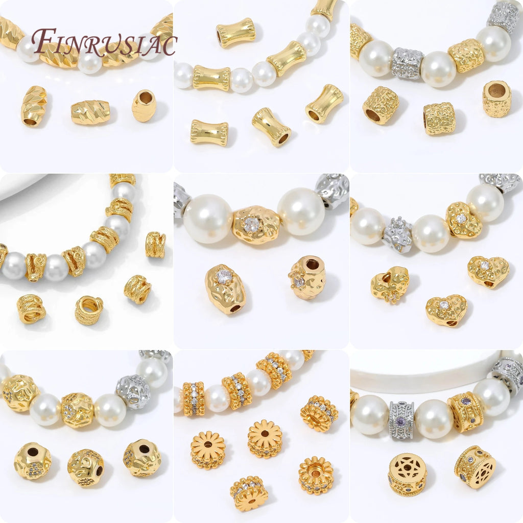 18K Gold Plated CZ Paved Round Spacer Beads | Jewelry Making Jewelry Spacer Beads P3