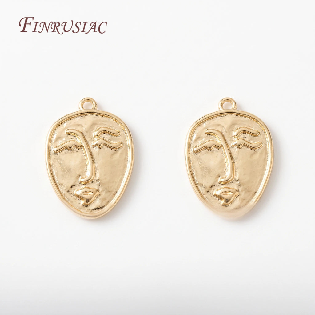 14K Gold Abstract Face Pendant Necklace | Minimalist Charm Gold Pendant Necklace P3