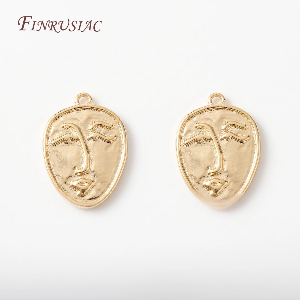 14K Gold Abstract Face Pendant Necklace | Minimalist Charm Gold Pendant Necklace P3