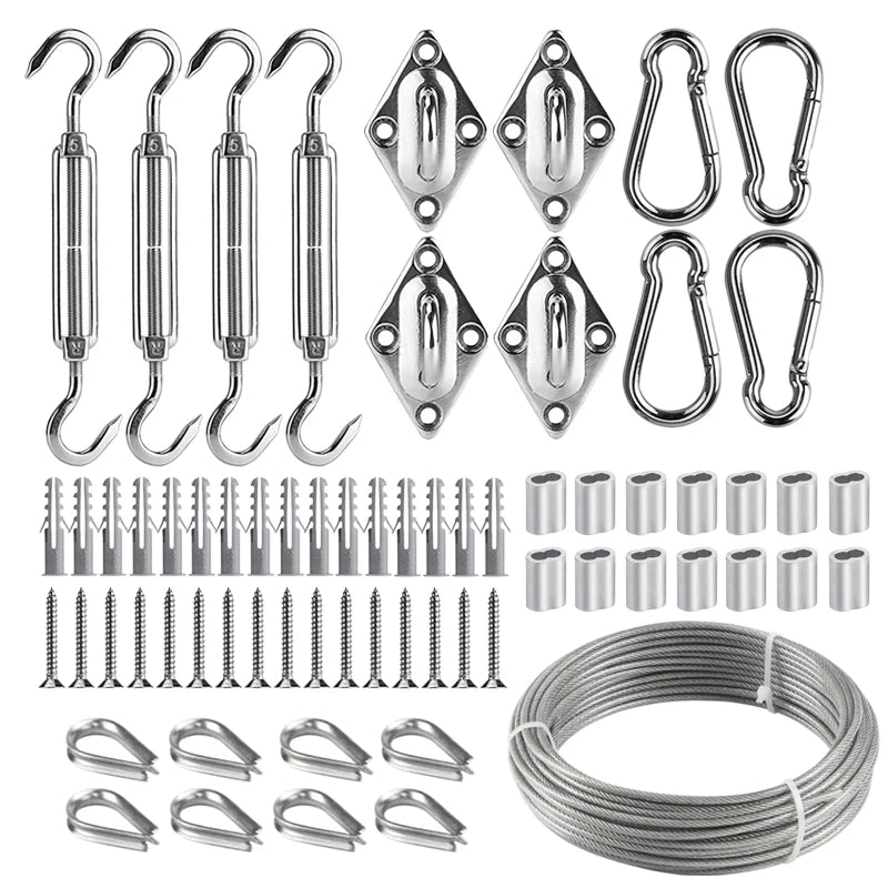 Sun Shade Sail Hardware Kit – 15M 3mm Stainless Wire Rope Shade Sail Hardware Kit P3 Default Title