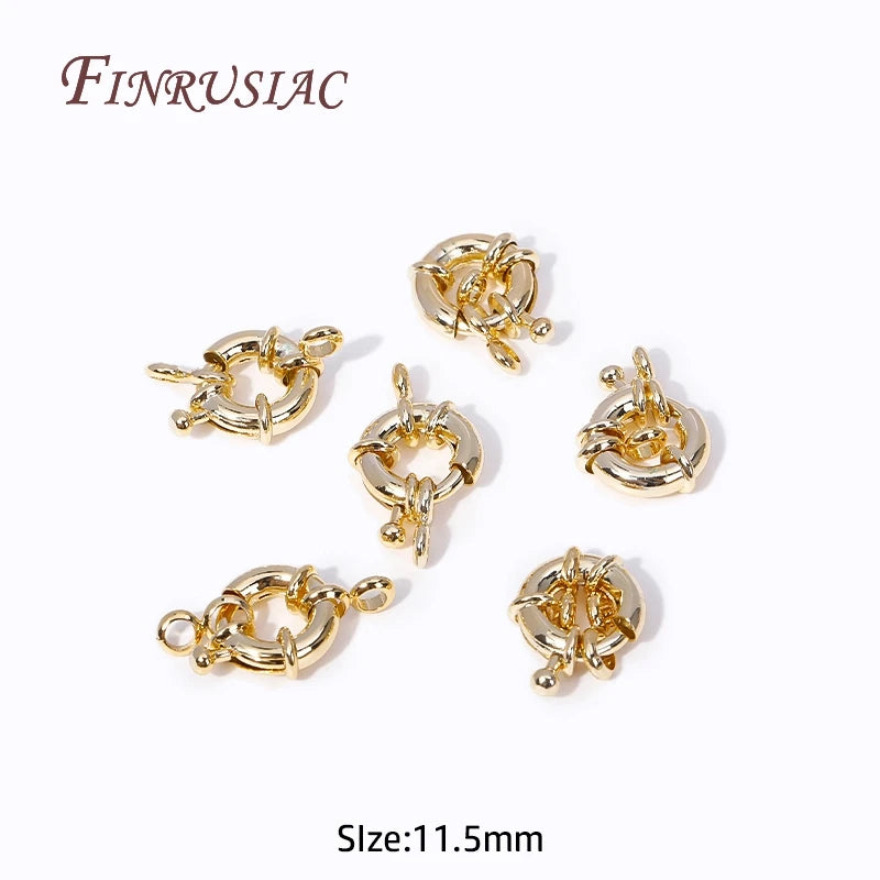14k Gold Plated Brass Spring Ring Clasps 9/11.5/15mm DIY Jewelry Clasps P3 14KGold Plated11.5MM 2 Pieces