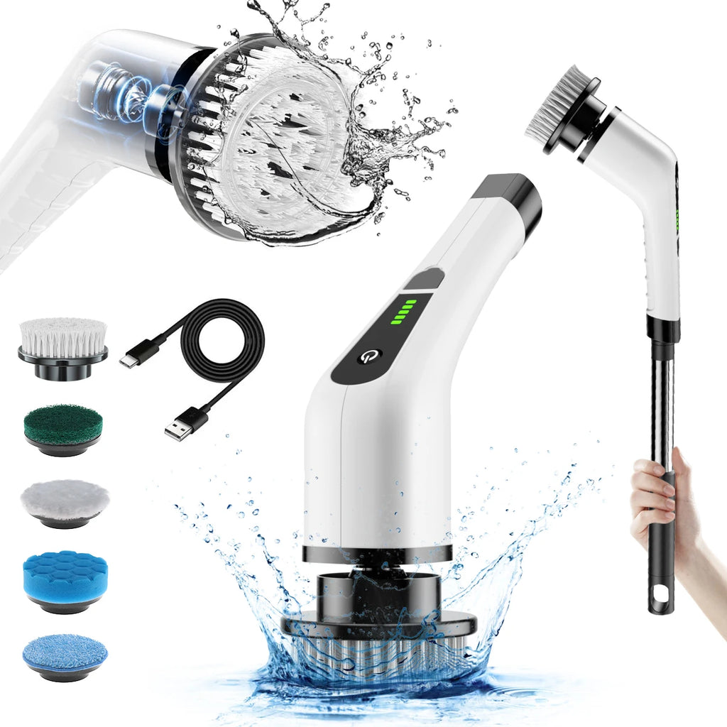 Cordless Electric Spin Scrubber with LCD Display & 5 Heads Electric Spin Scrubber P3