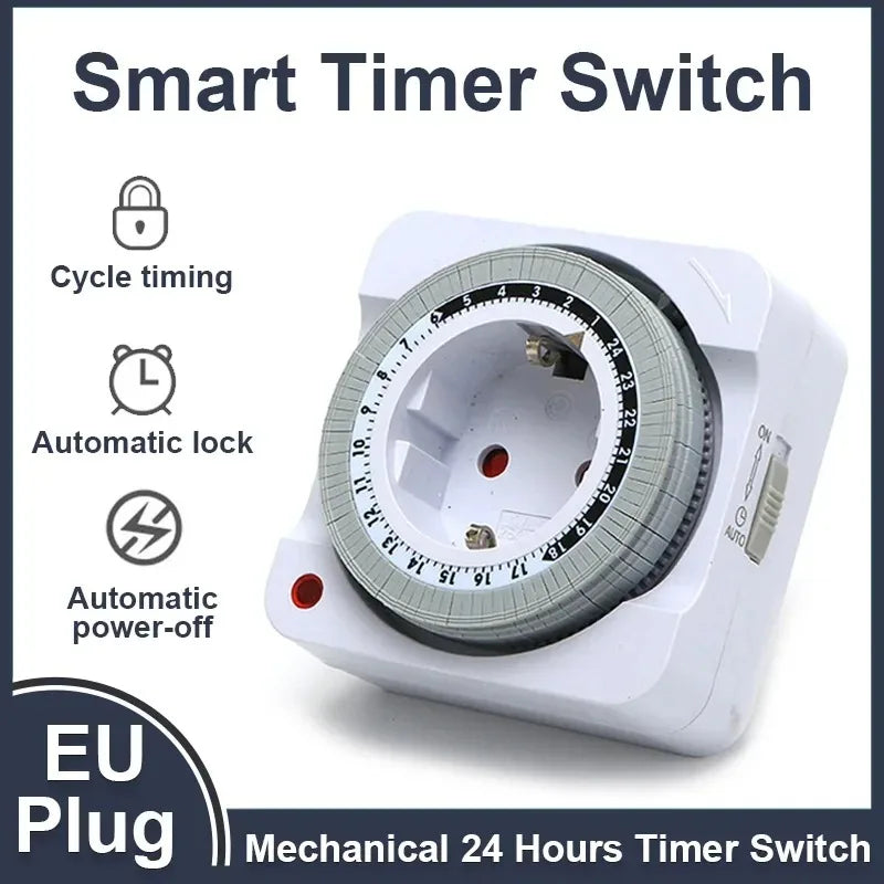 24-Hour Mechanical Countdown Timer Switch – EU Plug Indoor Socket Mechanical Timer Switch P3
