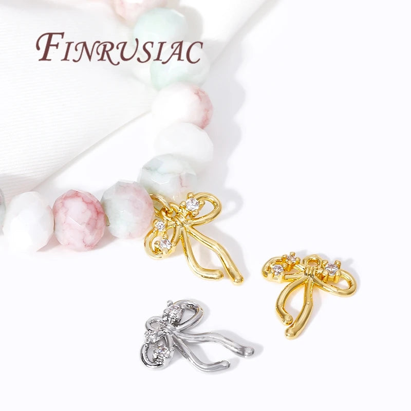 18K Gold Plated Zircon Bow Pendant Charms | DIY Jewelry Findings Jewelry Pendant Charms P3