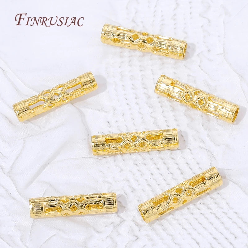 18K Gold Plated Filigree Cylinder Tube Spacer Beads | DIY Jewelry Jewelry Spacer Beads P3