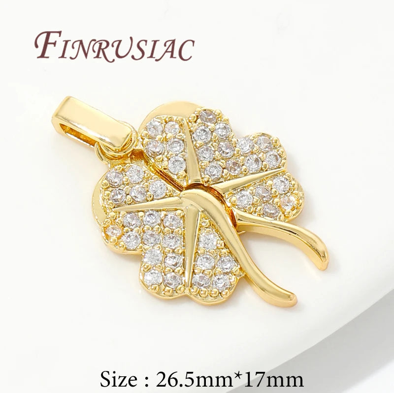 18K Gold Plated Zircon Heart Charm Pendants | DIY Jewelry Making Jewelry Charm Pendant P3 18K Real Gold Plated 1 piece