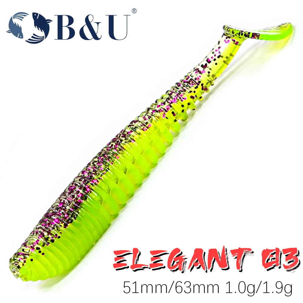 B&U Awaruna Soft Shad Lures 51mm 63mm – Bass Carp Wobbler Soft Fishing Lure P3