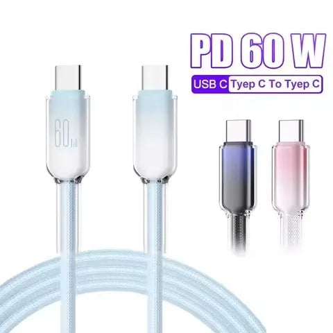 60W USB-C Fast Charging Cable | Braided PD Type-C to C USB-C Charging Cable P3