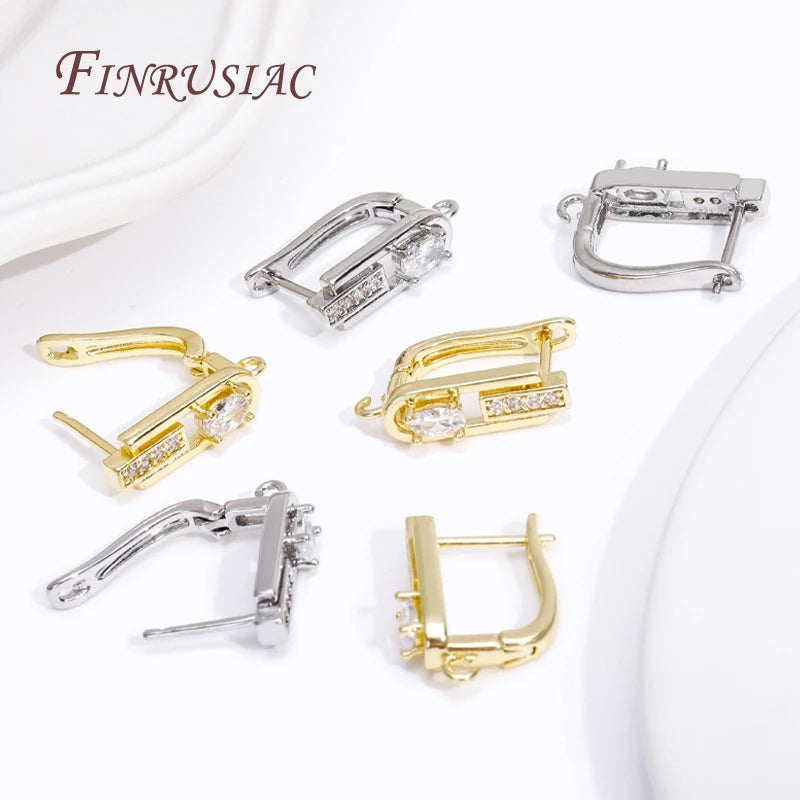 18K Gold Plated Zircon Earring Hook Clasps | DIY Jewelry Findings Earring Hook Findings P3