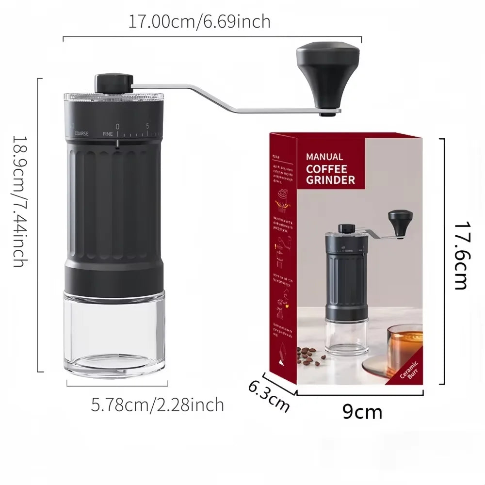Manual Coffee Grinder – 40-Gear Ceramic Burr Mill | Black Manual Coffee Grinder P3 Black