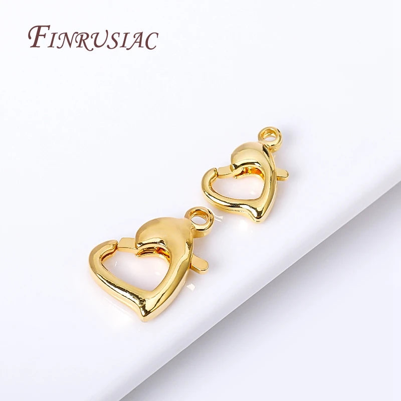18K Gold Plated Heart Lobster Clasps – 10mm/12mm Jewelry Findings Jewelry Clasps P3