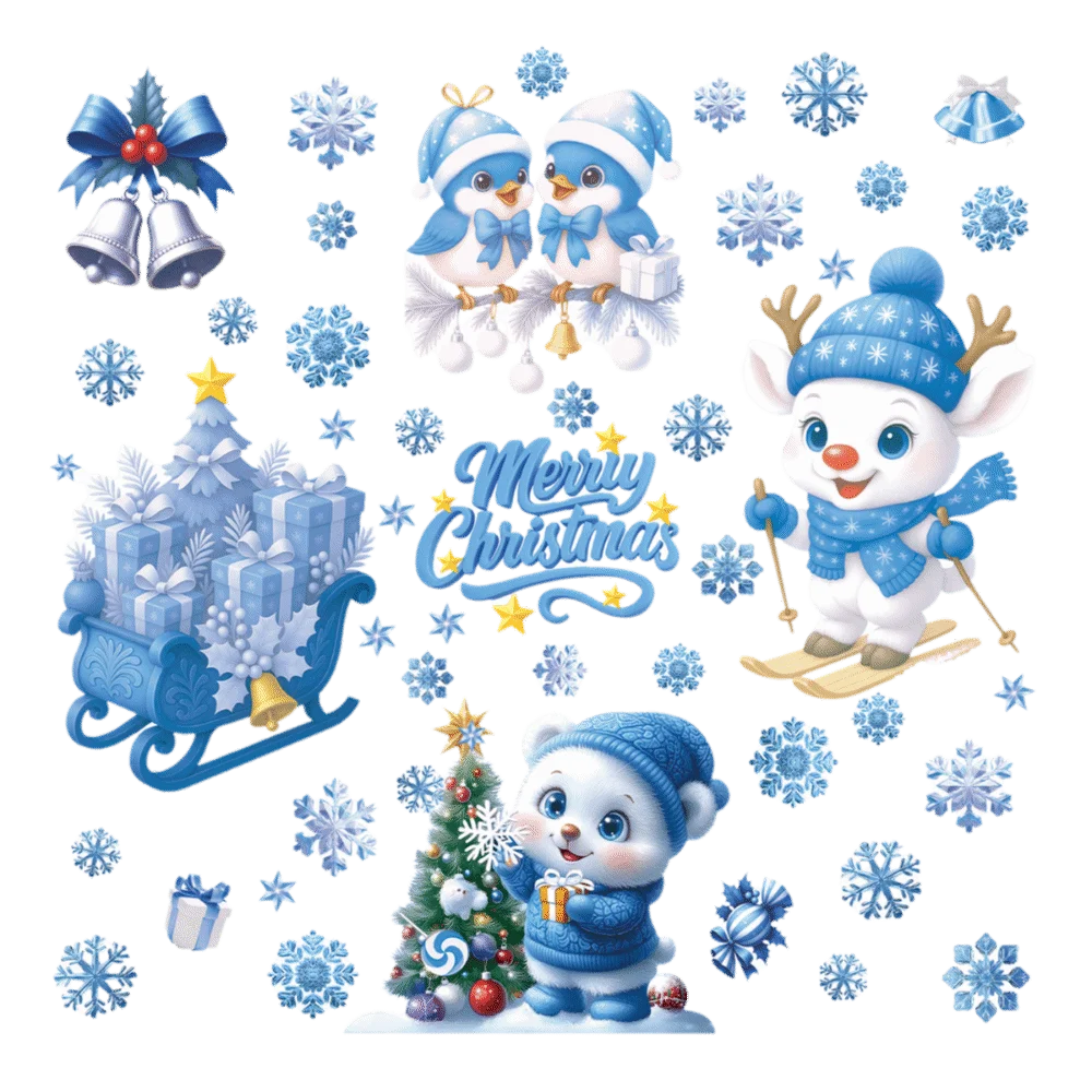 PVC Christmas Window Stickers – Snowman, Snowflake & Santa Window Sticker Set P3