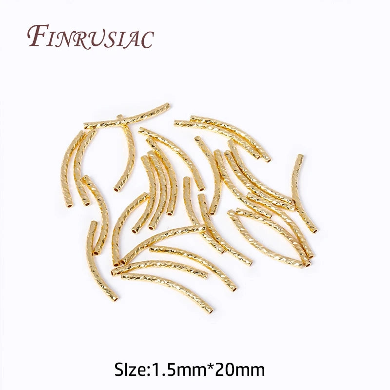18K Gold Plated Curved Tube Beads – DIY Jewelry Making 20/25/30mm Jewelry Making Beads P3 18K Gold Plated 30 Pieces