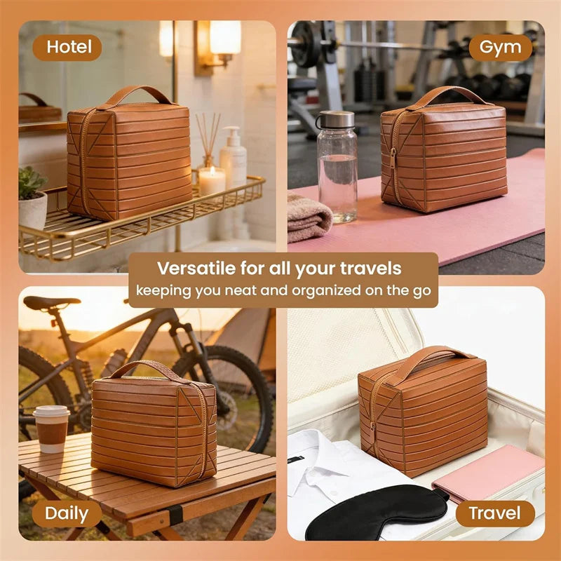 Foldable Hard Shell Striped Cosmetic Bag | Travel Organizer Cosmetic Organizer Bag P3