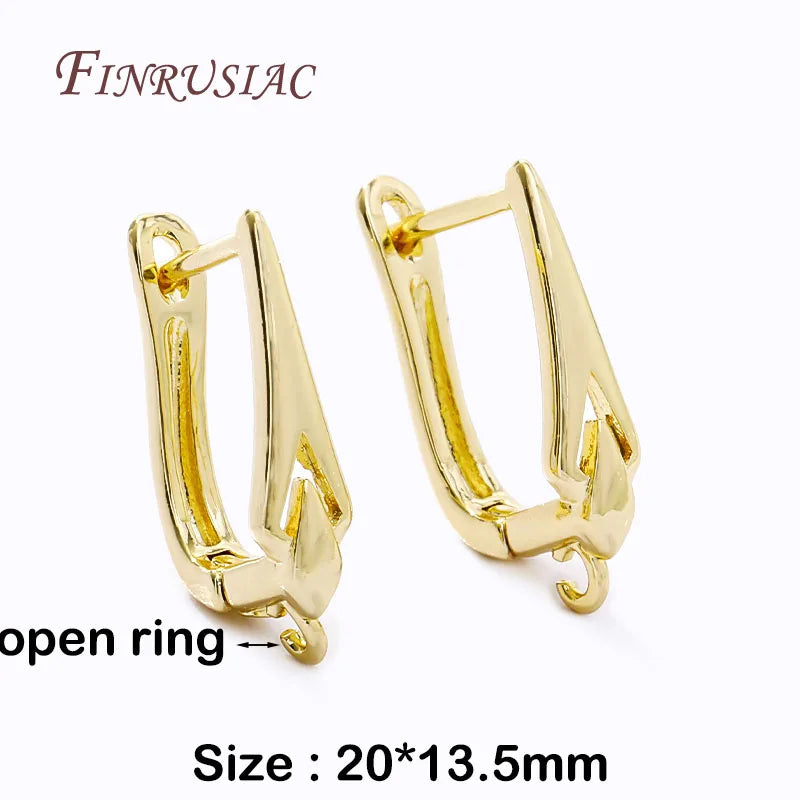 18K Gold Plated Earring Hooks – DIY Ear Wire Findings 20×13mm Earring Findings P3 18K Real Gold Plated 1 pair