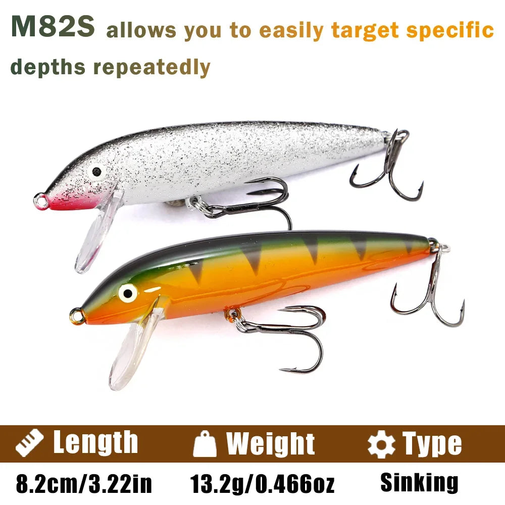 B&U Sinking Minnow Jerkbait Hard Lure – Trout Perch Bass Sinking Minnow Lure P3