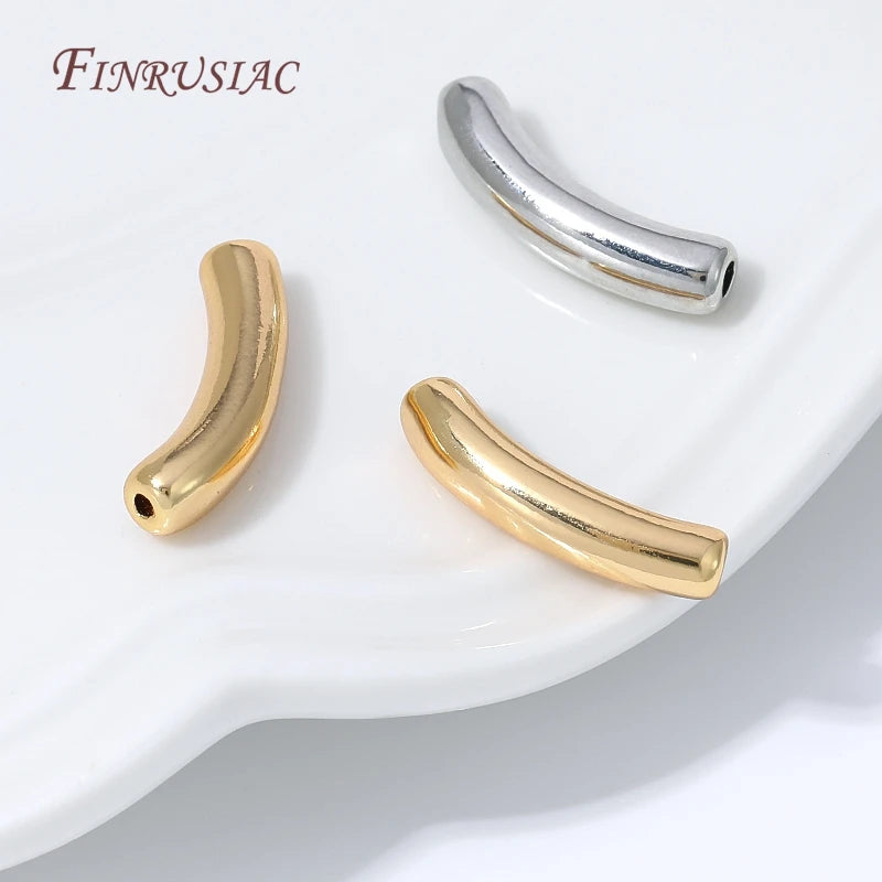 18K Gold Plated Curved Tube Spacer Beads – DIY Jewelry Findings Jewelry Spacer Beads P3
