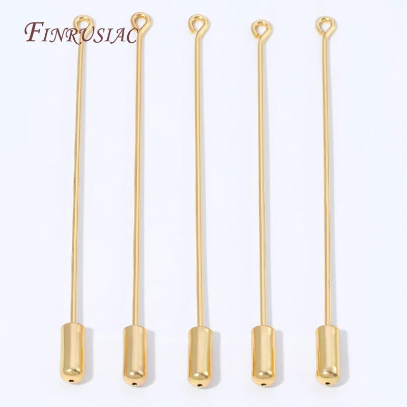 18K Gold Plated 70mm Brooch Pin Stem with Cap | DIY Jewelry Brooch Pin Finding P3