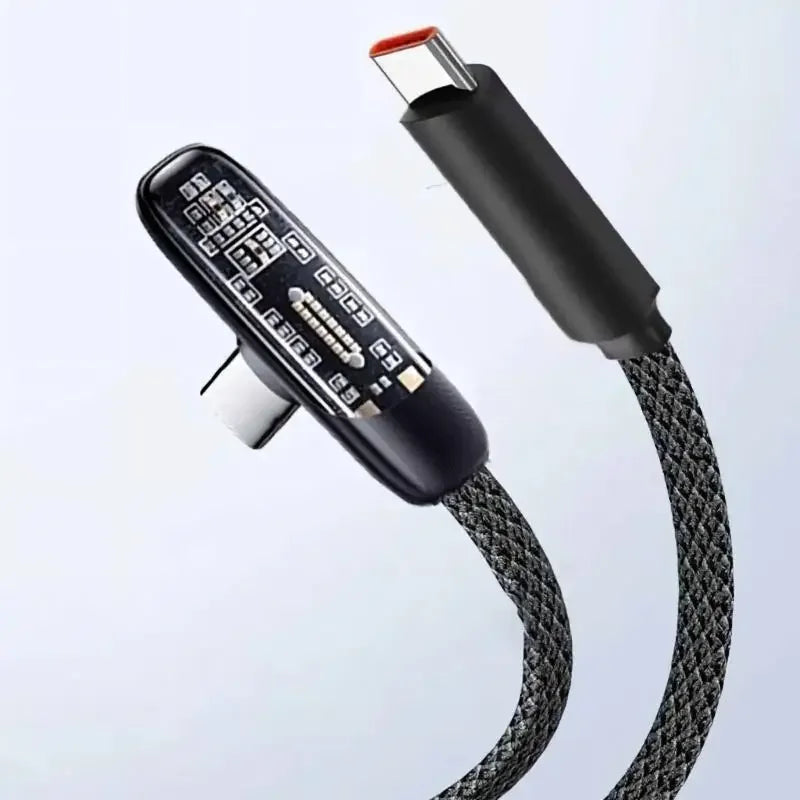 100W USB-C 90° Elbow Fast Charging Cable 6A | Samsung Huawei USB-C Charging Cable P3 A 2m