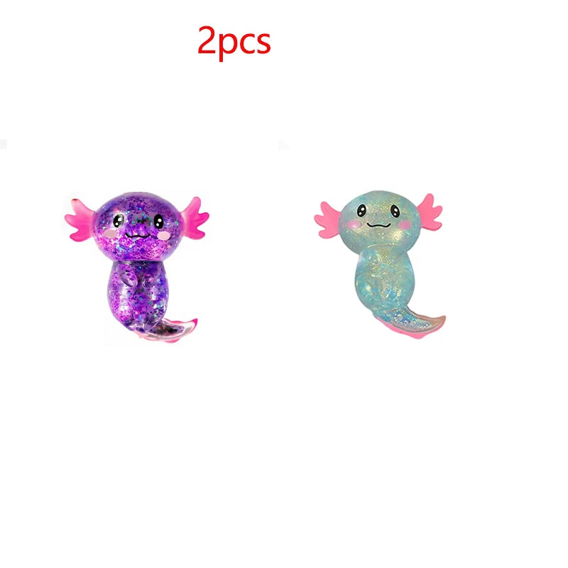 Axolotl Squishy Fidget Toys 2-Pack | Slow-Rise Salamander Squish Squishy Fidget Toy P3 purple with blue