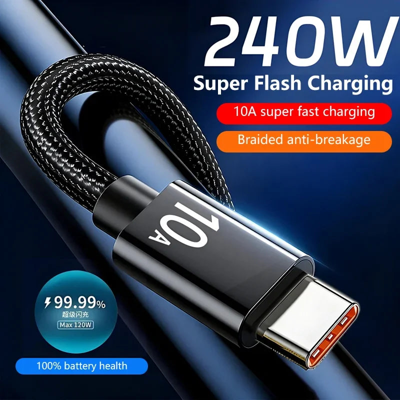 240W USB-C Braided Fast Charging Cable – 1m to 3m USB-C Charging Cable P3